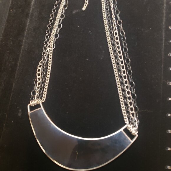 NY & Co. Black Enamel 4 Strand Chain Bib Necklace - Picture 9 of 12